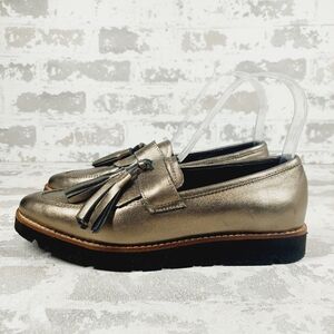 Steve Madden Naomie Metallic Bronze Leather Tassel Loafers I659